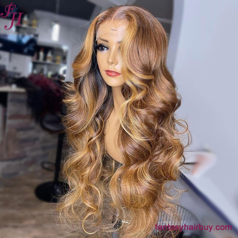 blonde highlight wig | 13x4 lace frontal wig | human hair wig