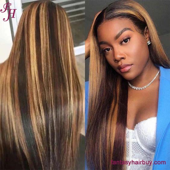highlight lace front 100% human hair wig 24 inch