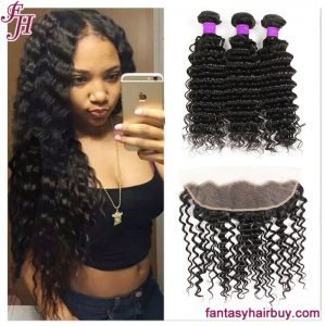 deep wave hair bundle with frontal